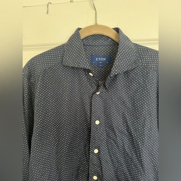 Eton Blue Shirt - Polka Dots NWOT Size M 39 - 15 1/2 - Picture 3 of 9